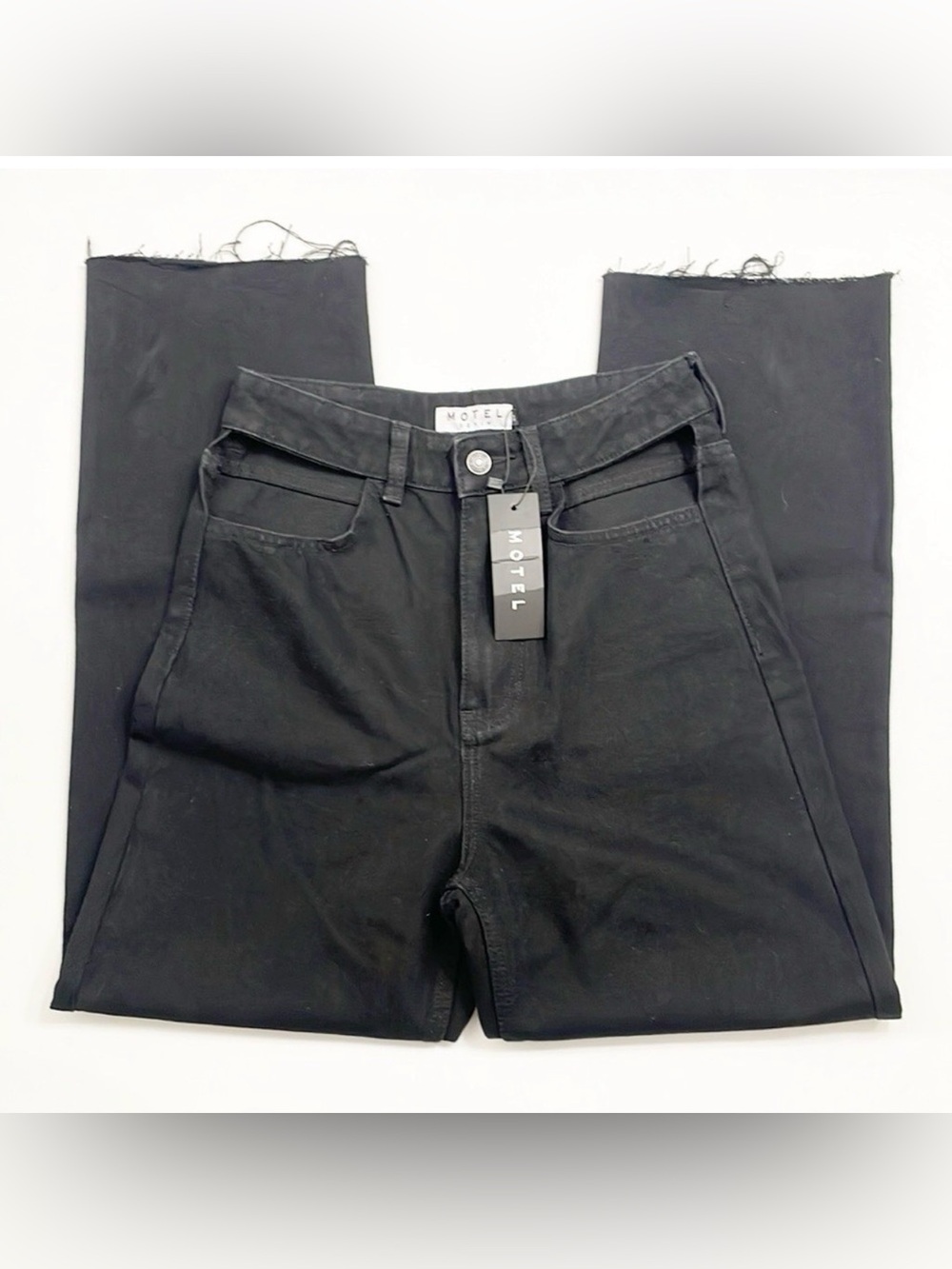 NEW Motel Rocks cut out straight leg black denim jeans